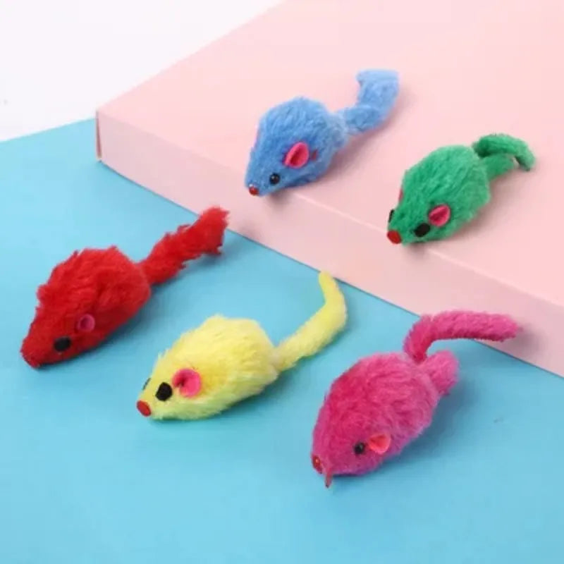 5PCS Plush Simulation Mouse Cat Toys Pet Teasing Interactive Toys Colorful Simulation Mouse Toys Cat Fun Toys Gifts Pet Supplies