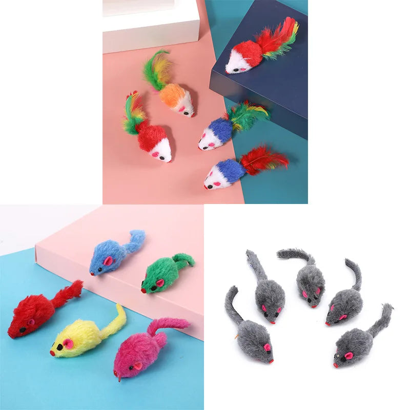 5PCS Plush Simulation Mouse Cat Toys Pet Teasing Interactive Toys Colorful Simulation Mouse Toys Cat Fun Toys Gifts Pet Supplies