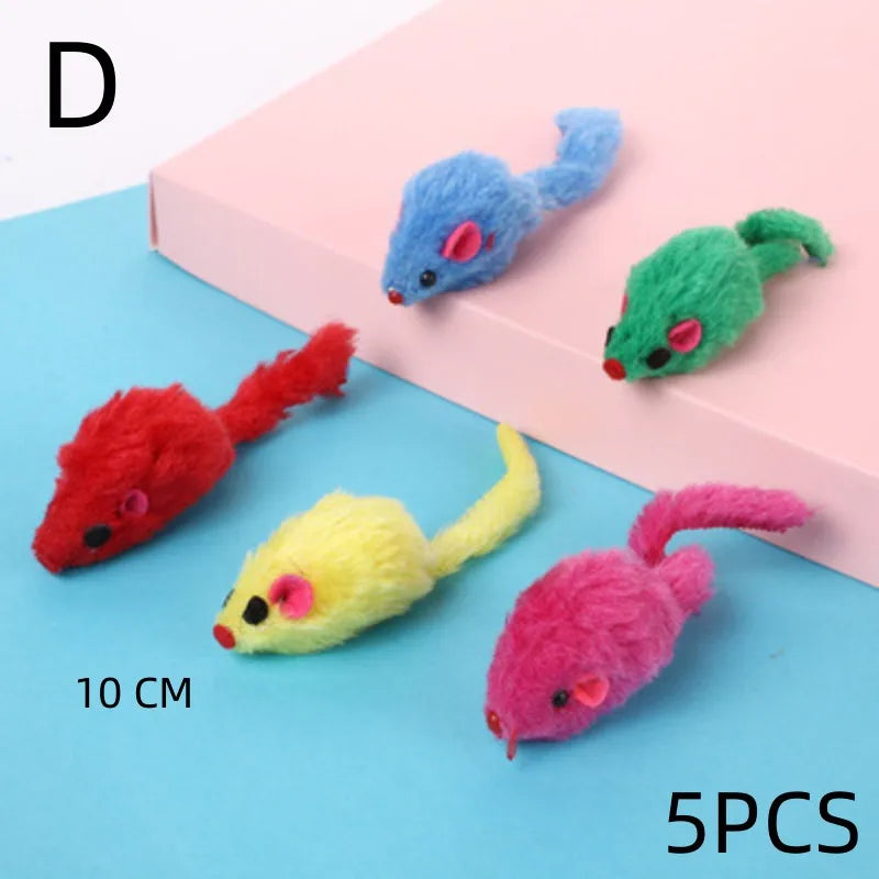 5PCS Plush Simulation Mouse Cat Toys Pet Teasing Interactive Toys Colorful Simulation Mouse Toys Cat Fun Toys Gifts Pet Supplies