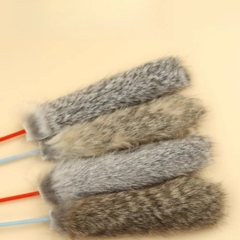 3/1PCS Random Color Tease Cat Stick Faux Rabbit Fur Pompom Plush Pet Interactive Stick Cat Playing Training Toys Pet Supplies