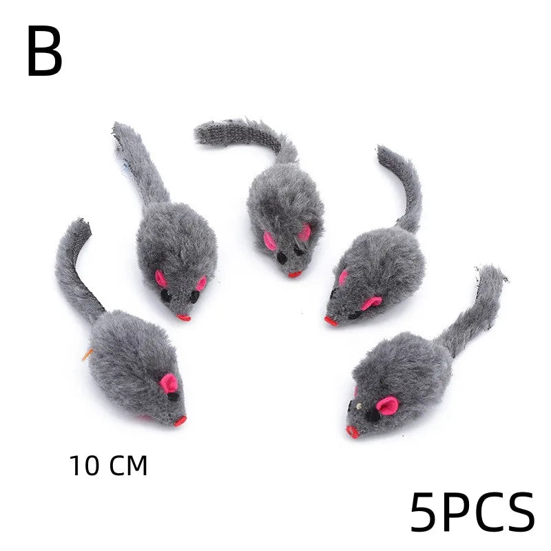 5PCS Plush Simulation Mouse Cat Toys Pet Teasing Interactive Toys Colorful Simulation Mouse Toys Cat Fun Toys Gifts Pet Supplies